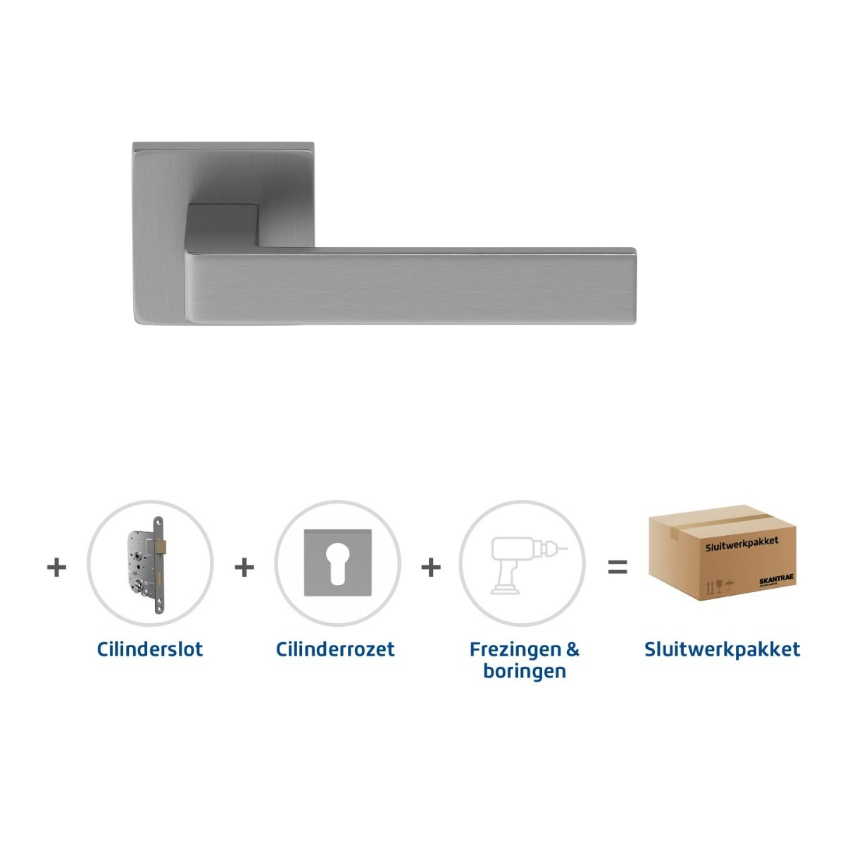Sluitwerkpakketten met Deurkruk Quadrate 28 Regular RVS